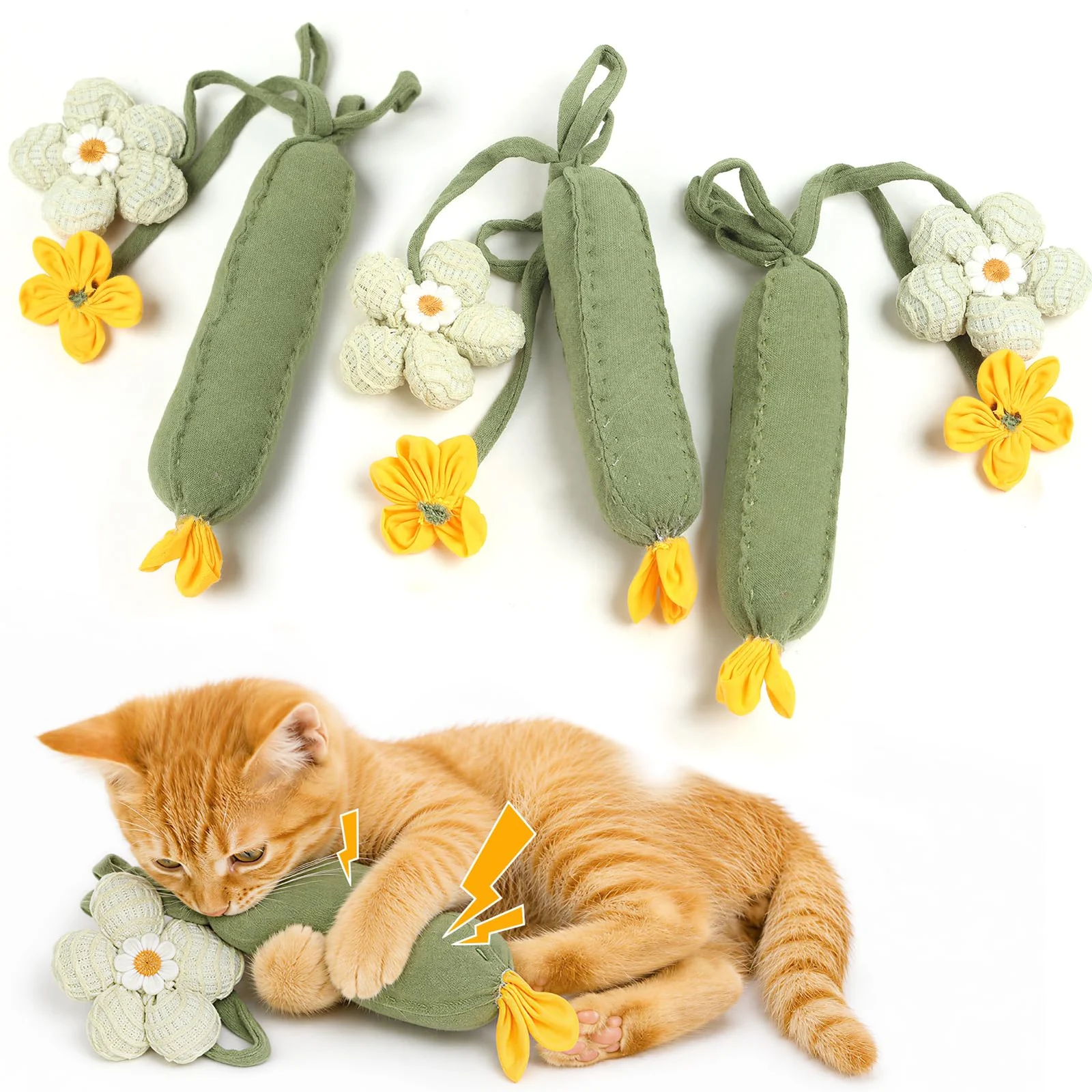 3PCS Cucumber Catnip Toy Cat Kicker Toys For Indoor Cats Kitten Plush With And Funny… — image 7