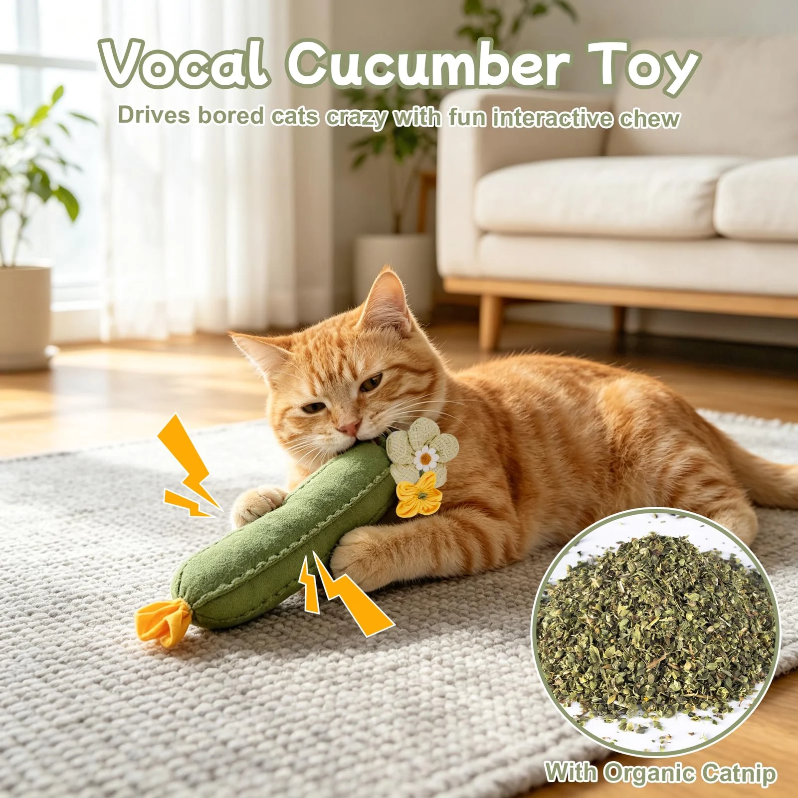 3PCS Cucumber Catnip Toy Cat Kicker Toys For Indoor Cats Kitten Plush With And Funny… — image 5