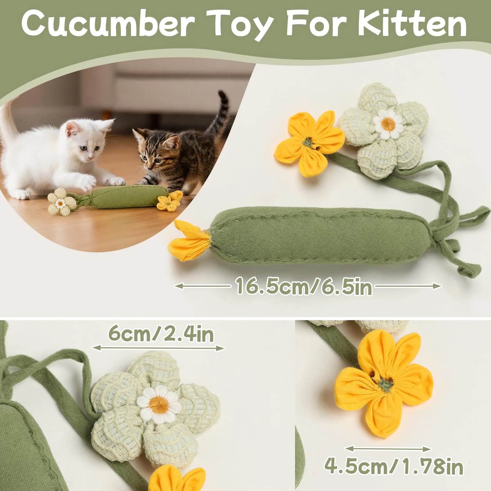 3PCS Cucumber Catnip Toy Cat Kicker Toys For Indoor Cats Kitten Plush With And Funny… — image 6