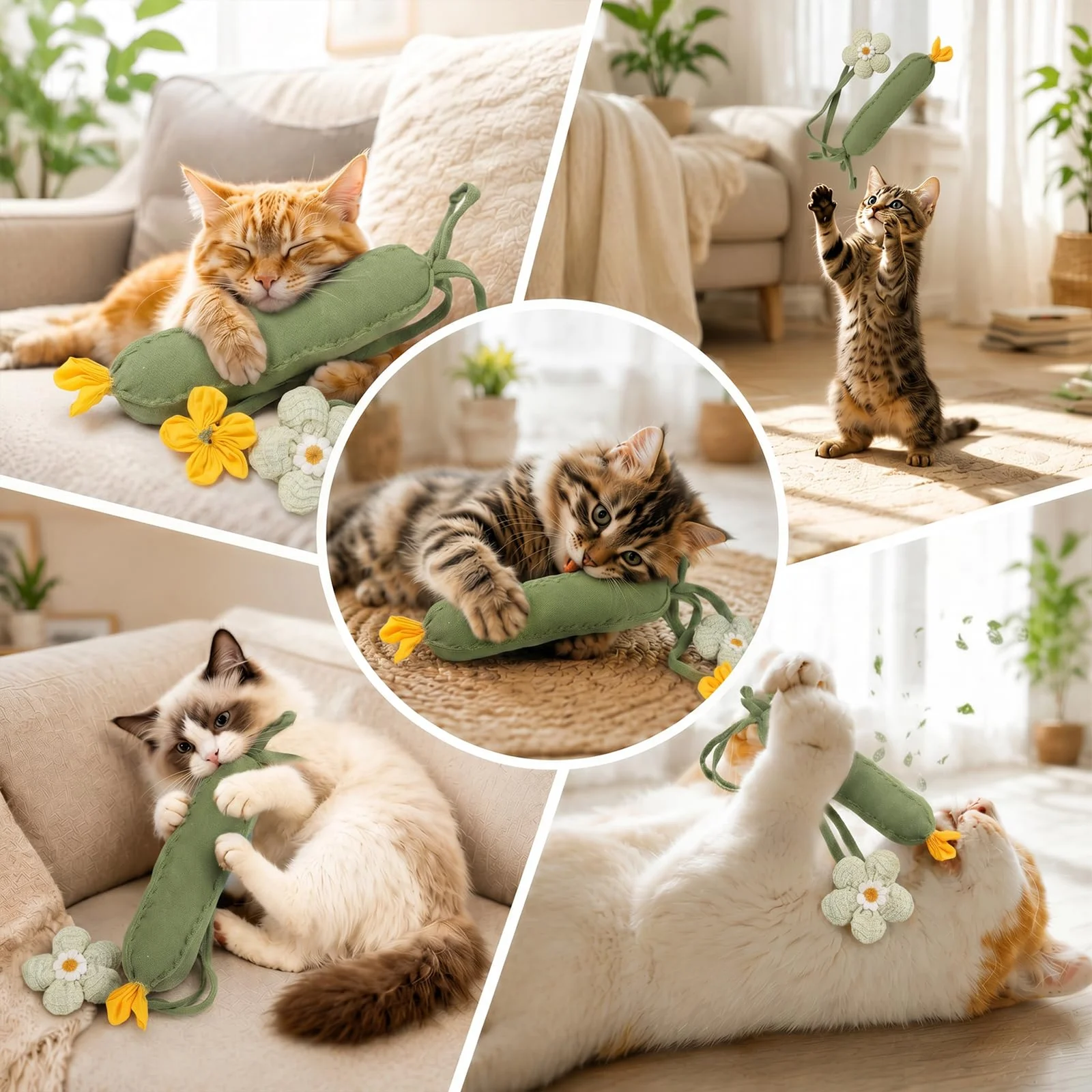 3PCS Cucumber Catnip Toy Cat Kicker Toys For Indoor Cats Kitten Plush With And Funny… — image 3