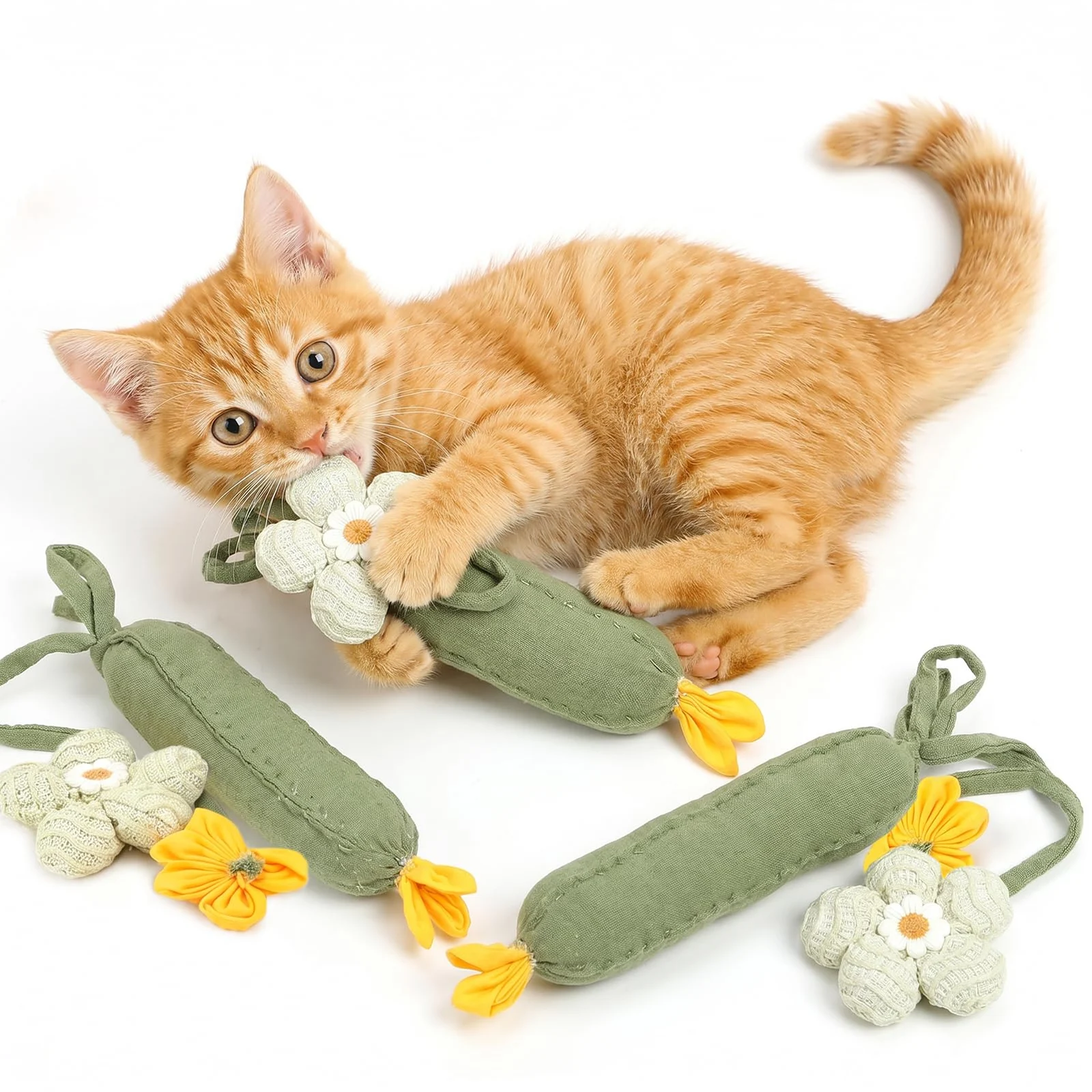 3PCS Cucumber Catnip Toy Cat Kicker Toys For Indoor Cats Kitten Plush With And Funny… — image 2