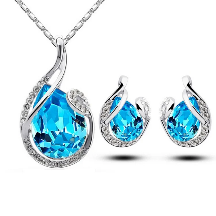 3pcs Rhinestone Necklace Set With Earrings Fashion Water-drop-shaped Jewelry For Women… — image 6
