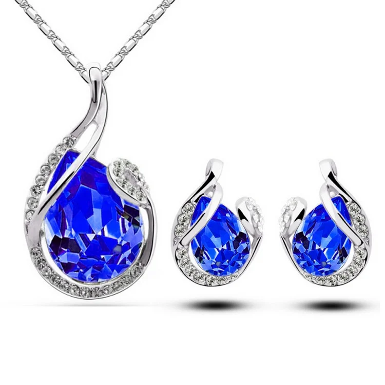 3pcs Rhinestone Necklace Set With Earrings Fashion Water-drop-shaped Jewelry For Women… — image 7