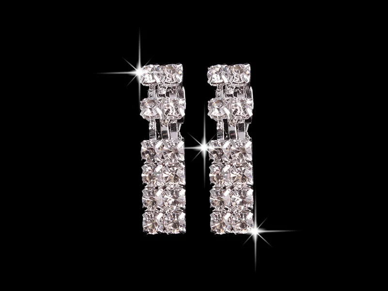 4 Pieces Rhinestones Necklace Set With Earrings Ring And Bracelet Fashion Jewelry For… — image 4