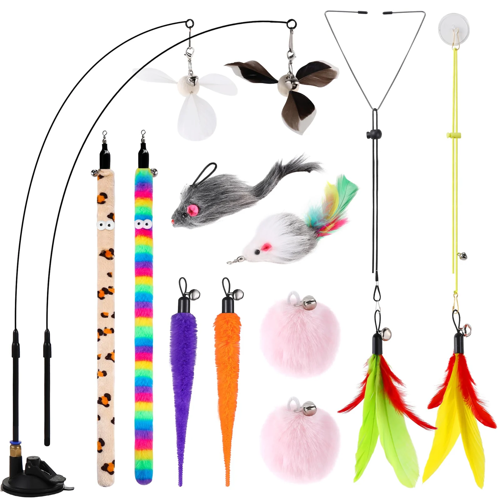 4in1 Interactive Cat Wand Toys With Suction Cup For Indoor Cat,12pcs Enhanced… — image 4