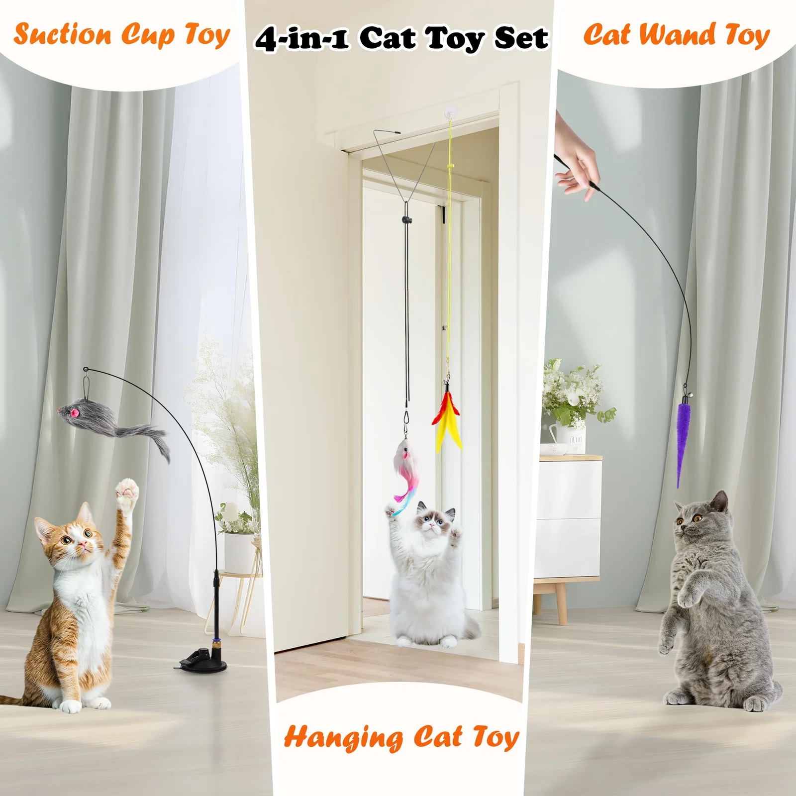 4in1 Interactive Cat Wand Toys With Suction Cup For Indoor Cat,12pcs Enhanced… — image 5