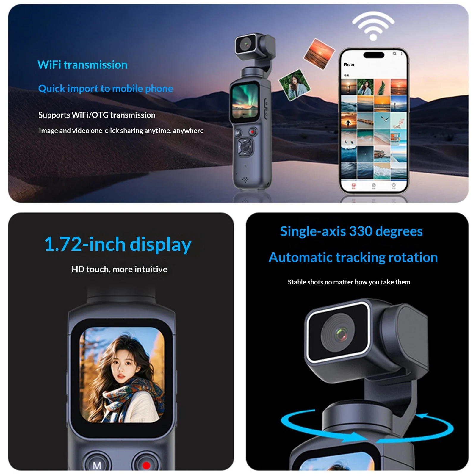 4K Camera Handheld Gimbal With Motion Stabilization And Face Recognition — image 6