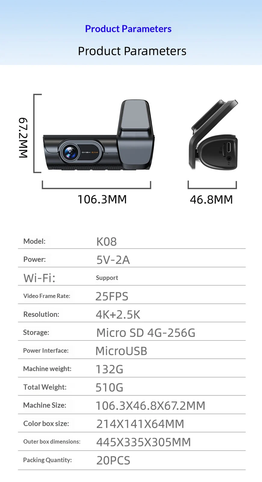4K Dual Front & Rear Dash Cam, High Definition Car DVR Recorder — image 4