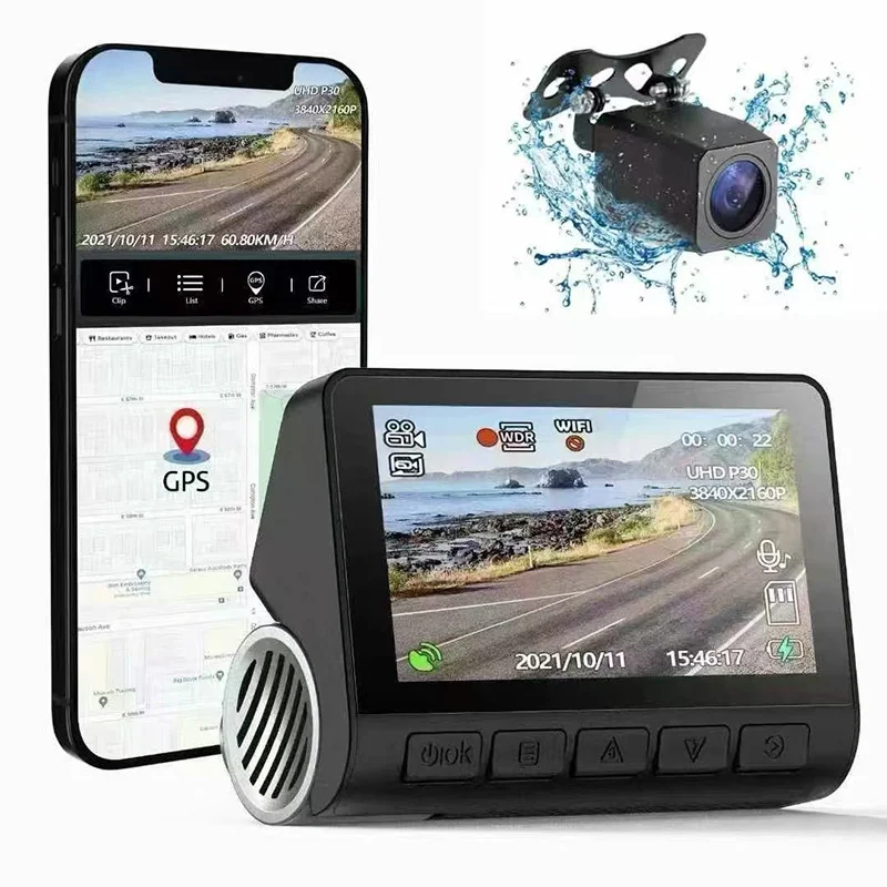 4K HD Dual Lens Dash Cam With Smartphone Wifi Connectivity And Built In GPS — image 3