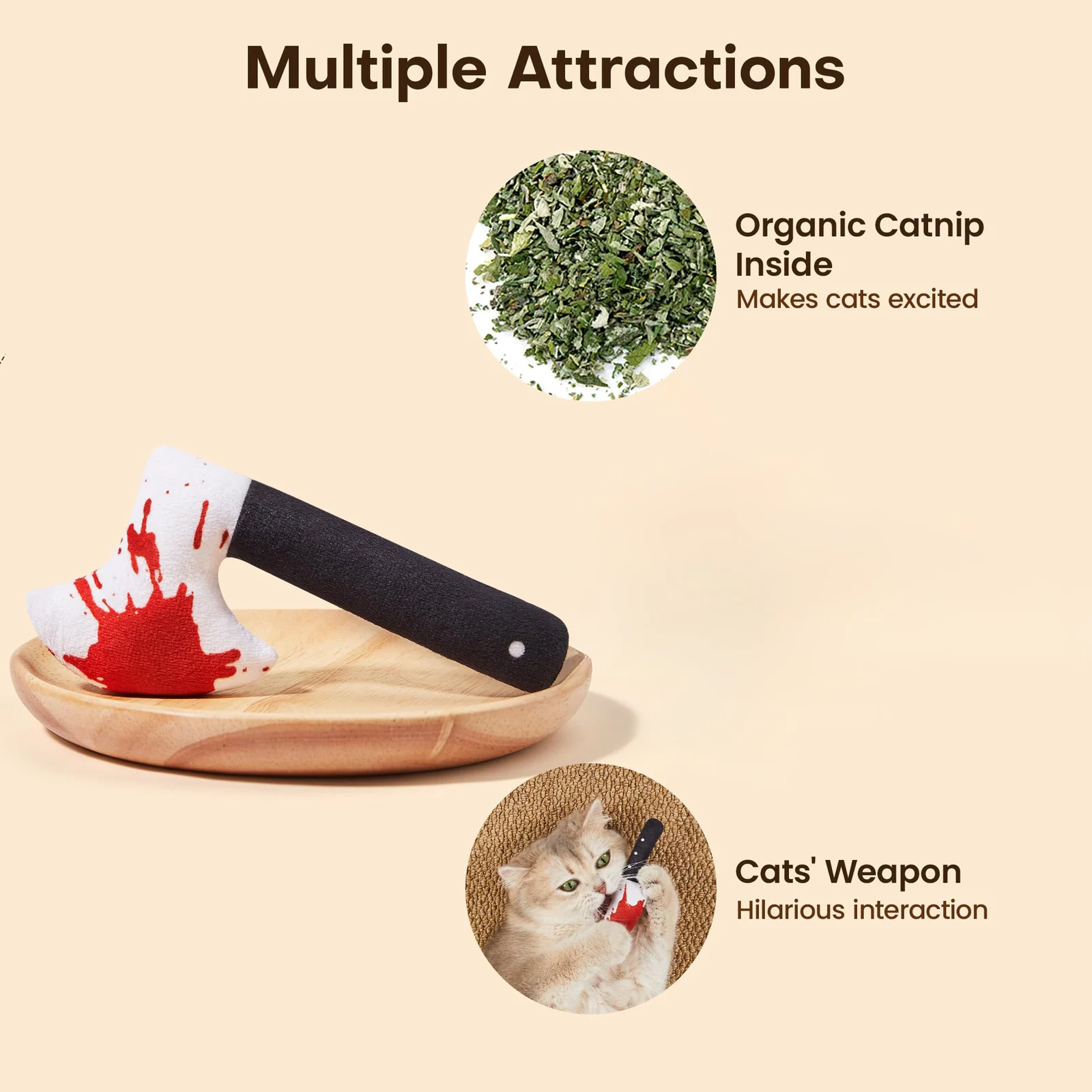 4pcs Cat Toys, Horror Halloween Knife-shaped Kitten Catnip Indoor Exercise For All Breeds — image 2