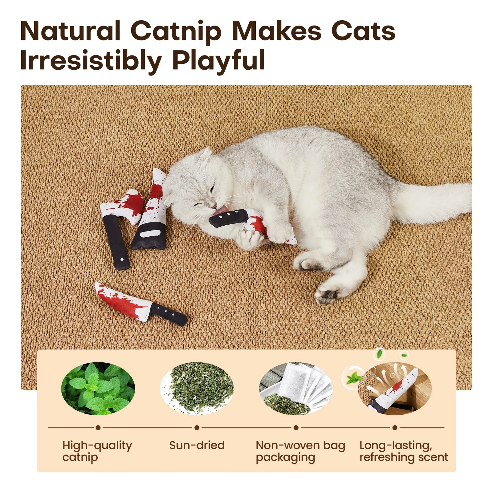 4pcs Cat Toys, Horror Halloween Knife-shaped Kitten Catnip Indoor Exercise For All Breeds — image 4