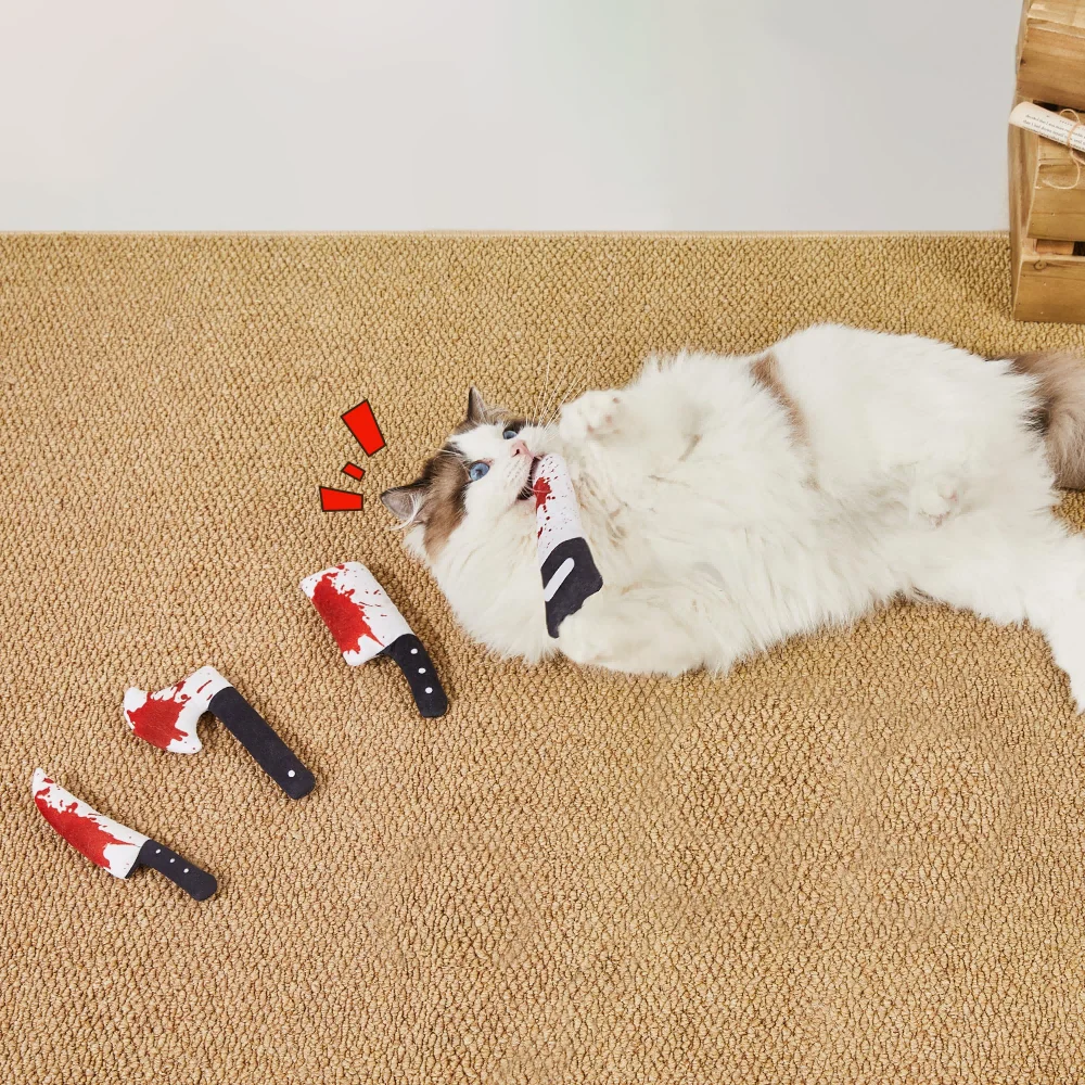 4pcs Cat Toys, Horror Halloween Knife-shaped Kitten Catnip Indoor Exercise For All Breeds — image 6