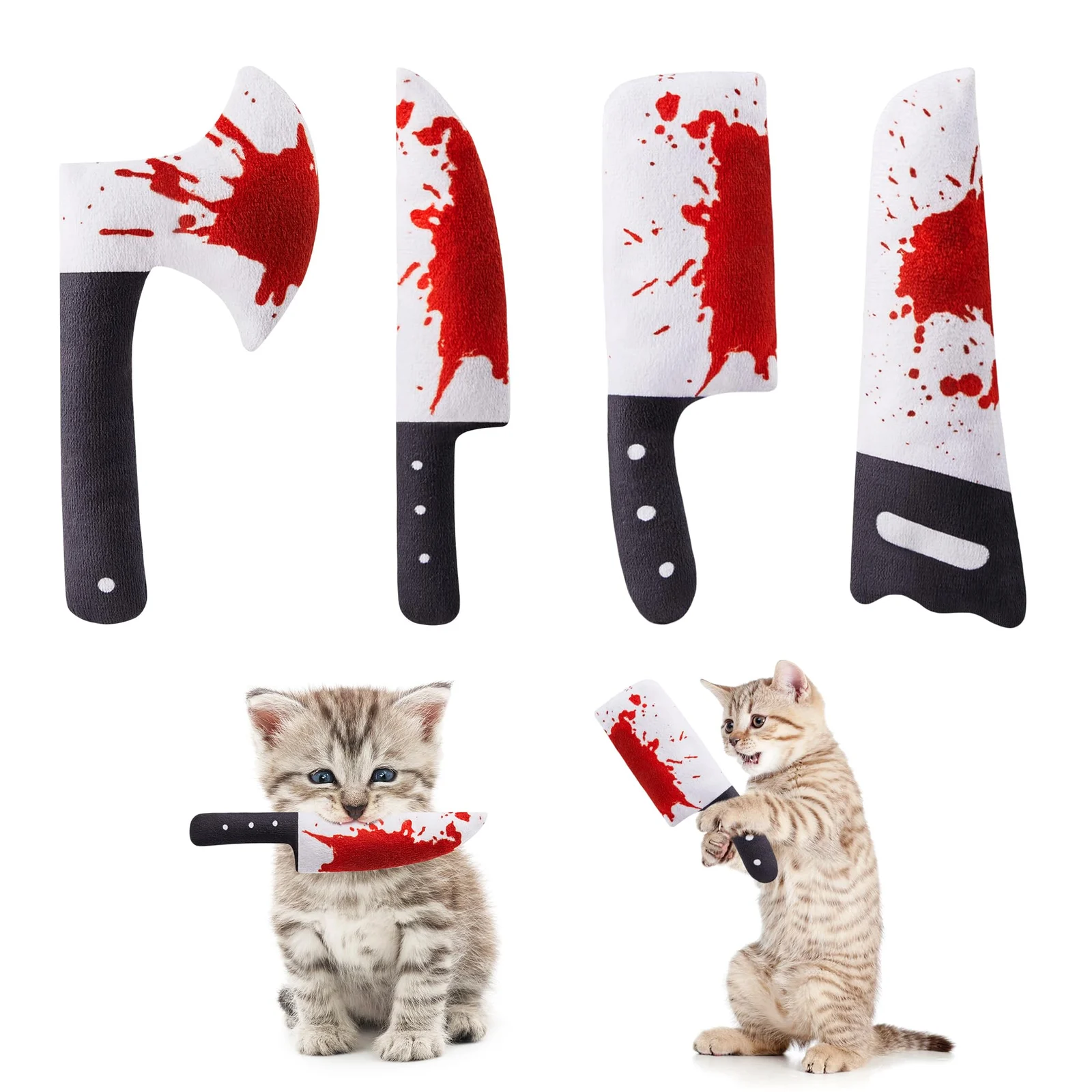 4pcs Cat Toys, Horror Halloween Knife-shaped Kitten Catnip Indoor Exercise For All Breeds — image 3
