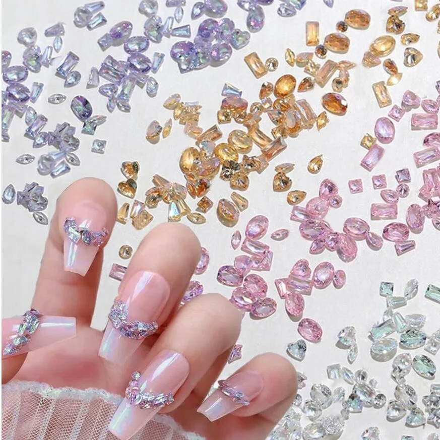 50-piece Multi-shape Mini Zircon Nail Art Decorations Assorted Colors — image 1