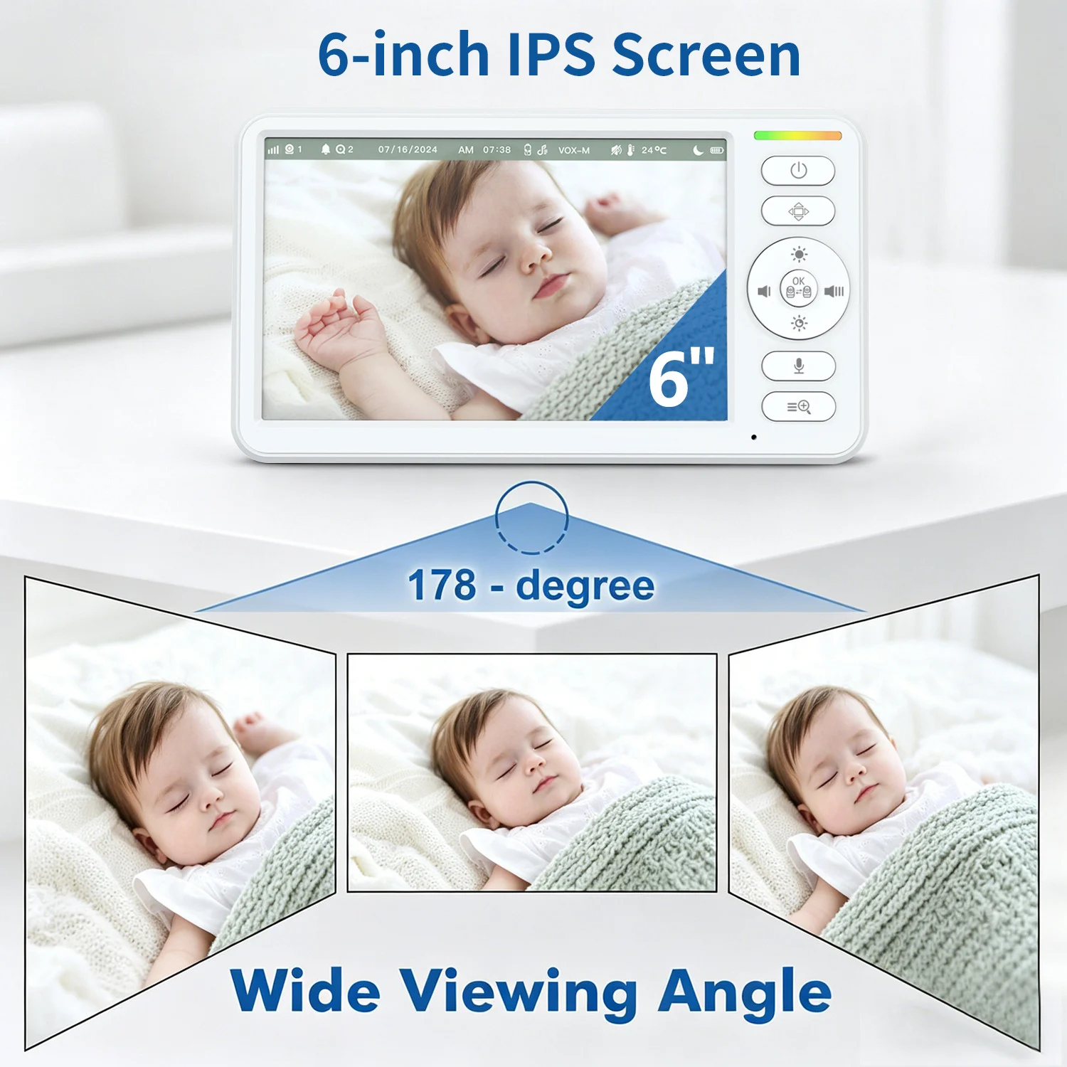 6-inch Wireless Voice Intercom With Screen Baby Monitor Children — image 3