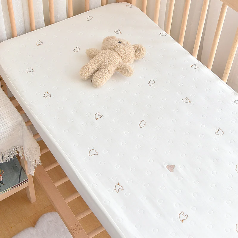 6-layer Pure Cotton Gauze Jacquard-embroidered Baby Bed Skirt — image 4