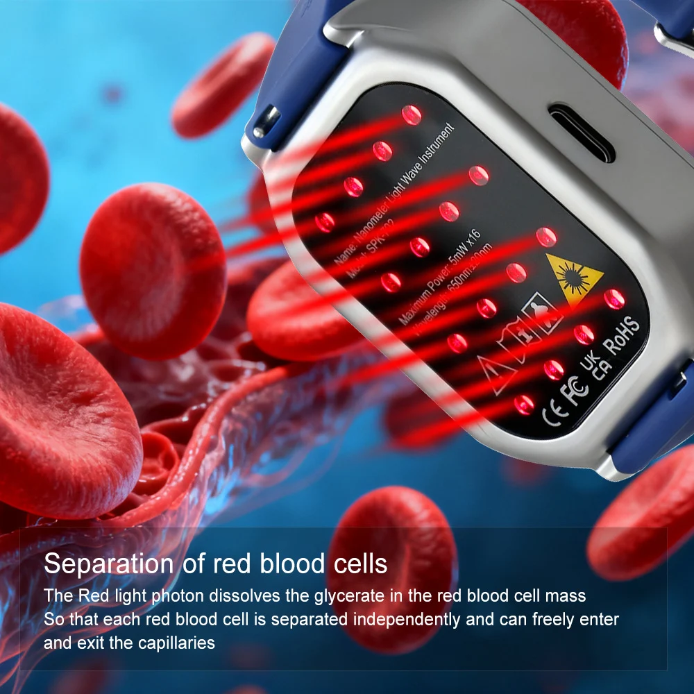 650nm Red Light Therapy Watch Cold Laser LLLT With Nasal And Ear Probes — image 2