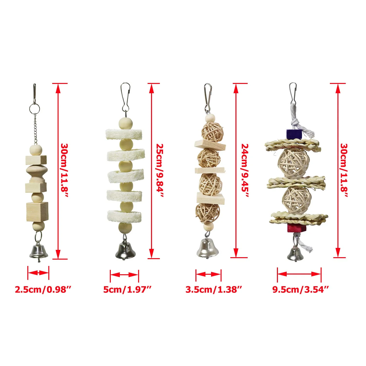7 Pack Bird & Parrot Toys, Cage Toys For Conures, Wood Chew Set Natural Wood, Conure… — image 7