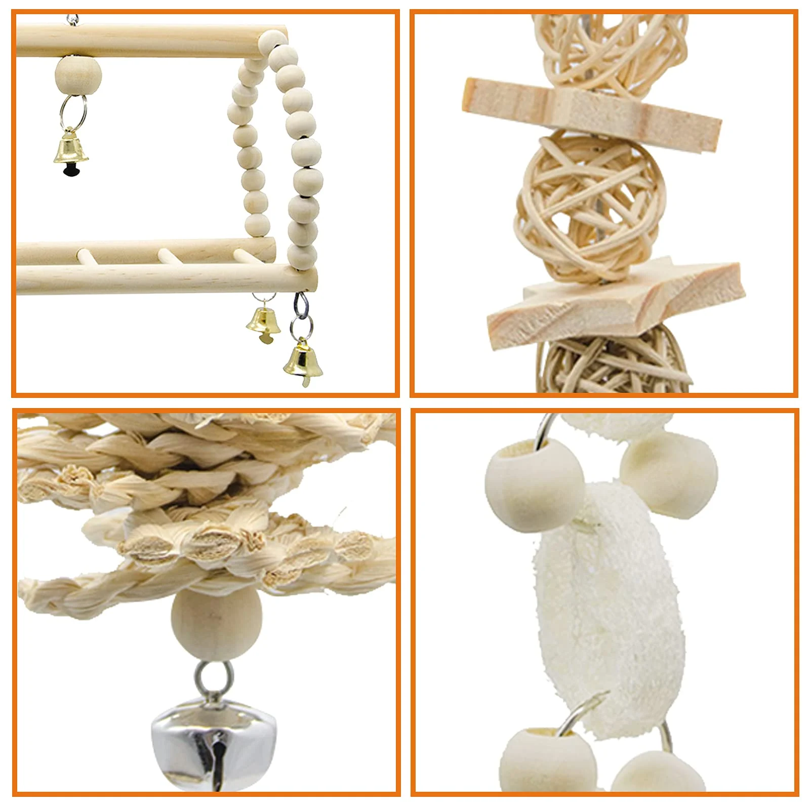 7 Packs Bird Parrot Swing Chewing Toys-hanging Bell Cage Playing Toys Hanging Rope And… — image 6