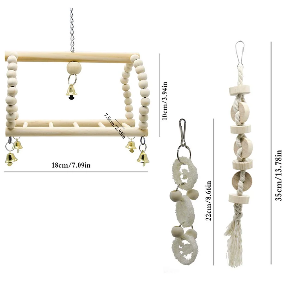 7 Packs Bird Parrot Swing Chewing Toys-hanging Bell Cage Playing Toys Hanging Rope And… — image 2