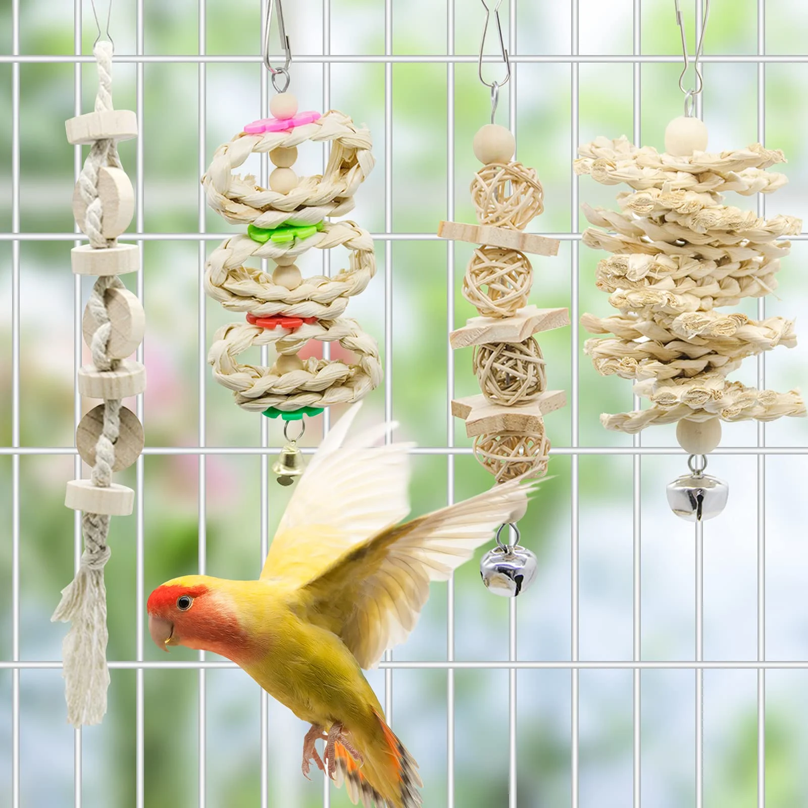7 Packs Bird Parrot Swing Chewing Toys-hanging Bell Cage Playing Toys Hanging Rope And… — image 5