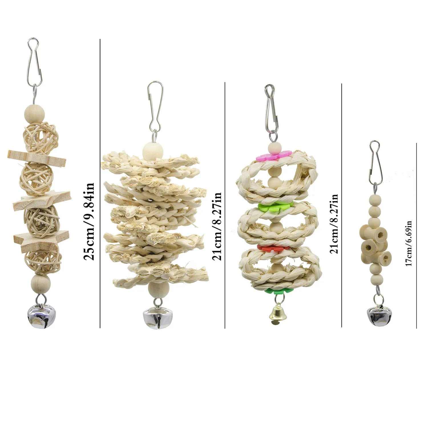 7 Packs Bird Parrot Swing Chewing Toys-hanging Bell Cage Playing Toys Hanging Rope And… — image 4