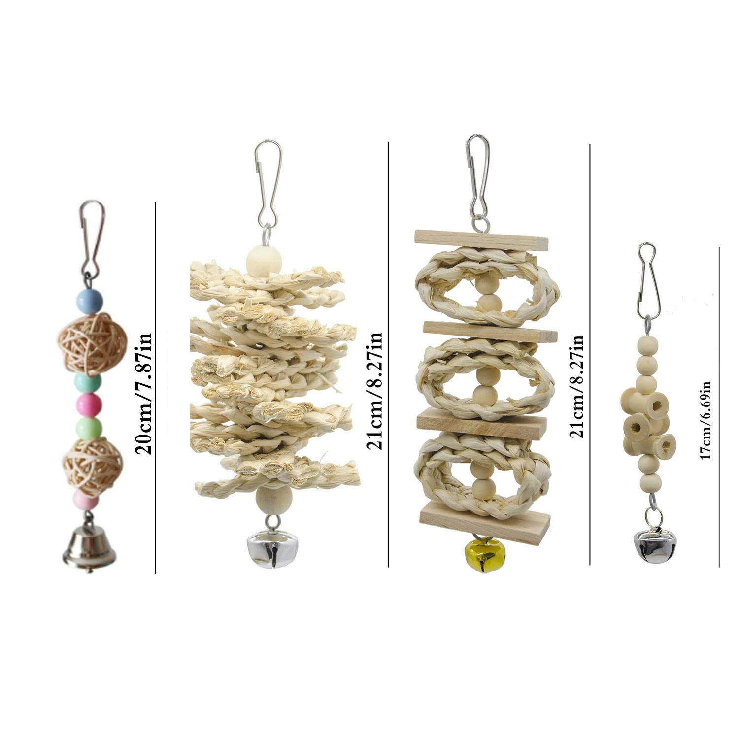 8 Packs Of Bird Parrot Swing Chewing Toys-natural Wood Climbing Hanging Cage Toys… — image 6
