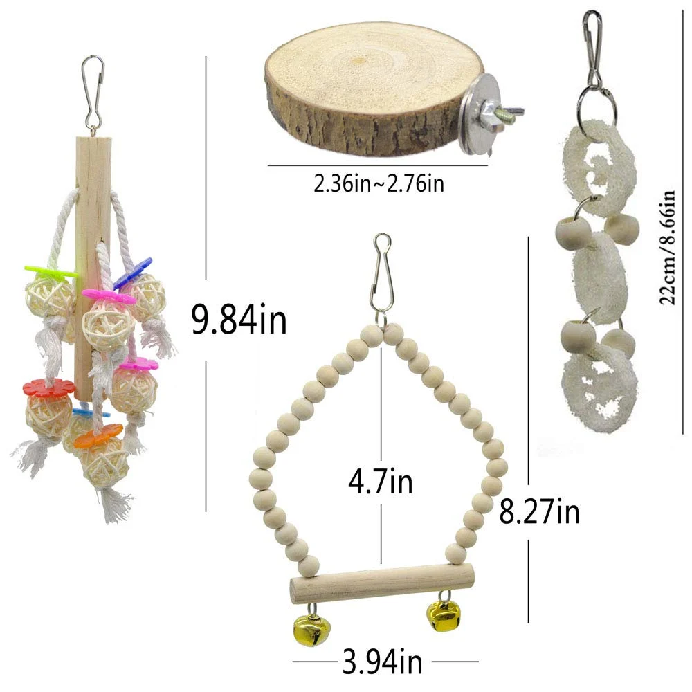 8 Packs Of Bird Parrot Swing Chewing Toys-natural Wood Climbing Hanging Cage Toys… — image 3