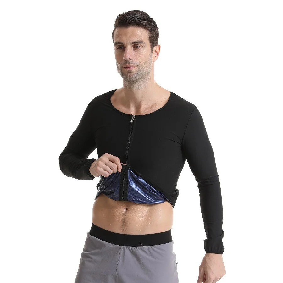 Abdominal Sweat Suit Fitness Vest Zipper Men's Tunic Sports Yoga Top Long Sleeve — image 2