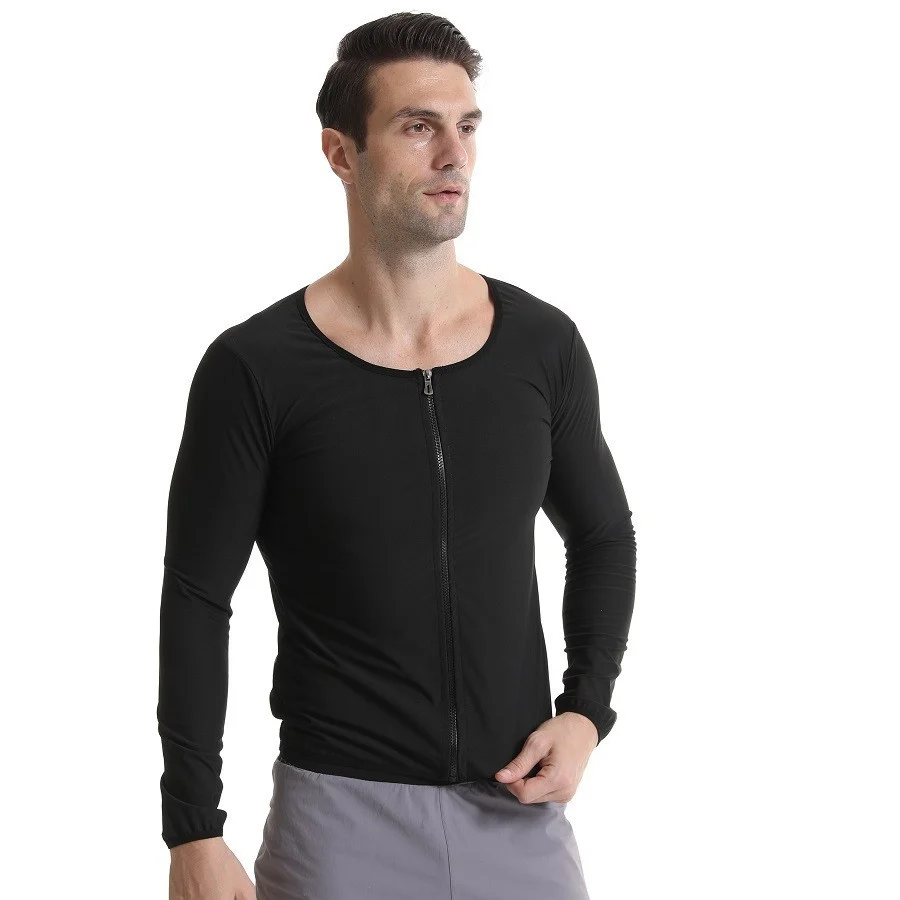 Abdominal Sweat Suit Fitness Vest Zipper Men's Tunic Sports Yoga Top Long Sleeve — image 5
