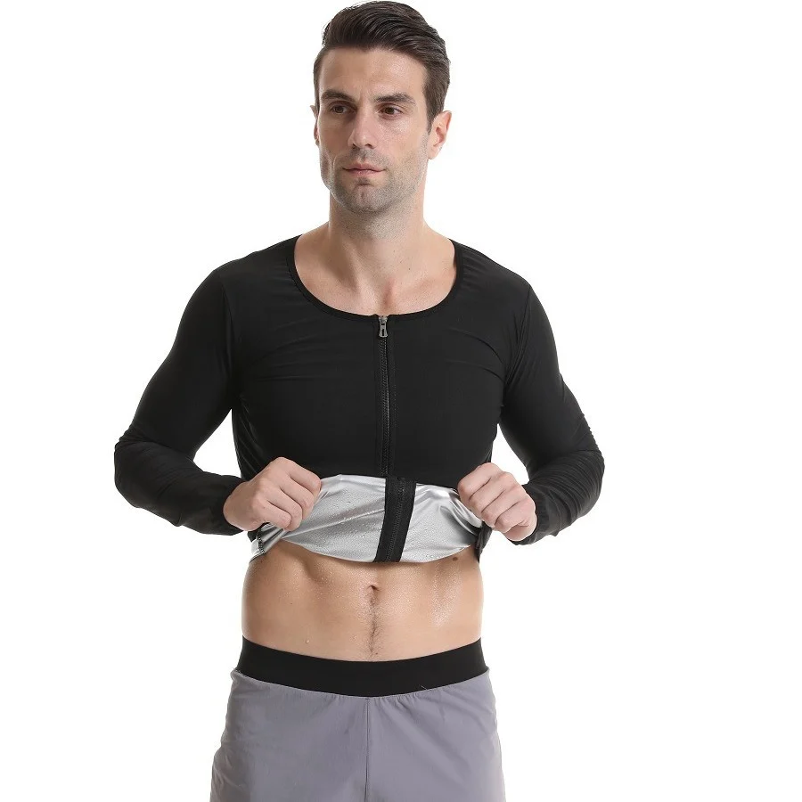Abdominal Sweat Suit Fitness Vest Zipper Men's Tunic Sports Yoga Top Long Sleeve — image 4