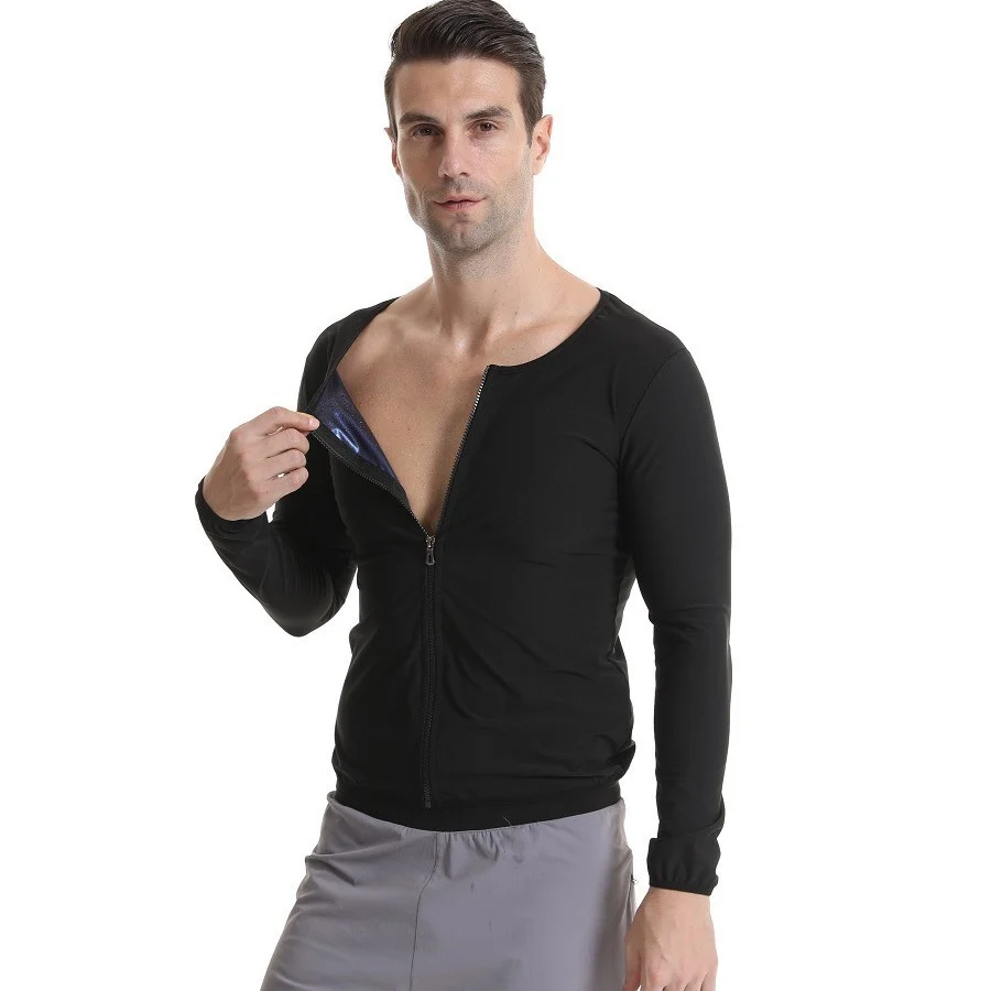 Abdominal Sweat Suit Fitness Vest Zipper Men's Tunic Sports Yoga Top Long Sleeve — image 3