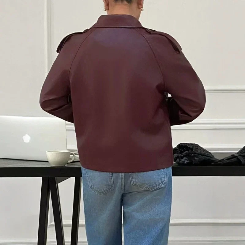 Adjustable-cuff Vintage Biker Jacket — image 5