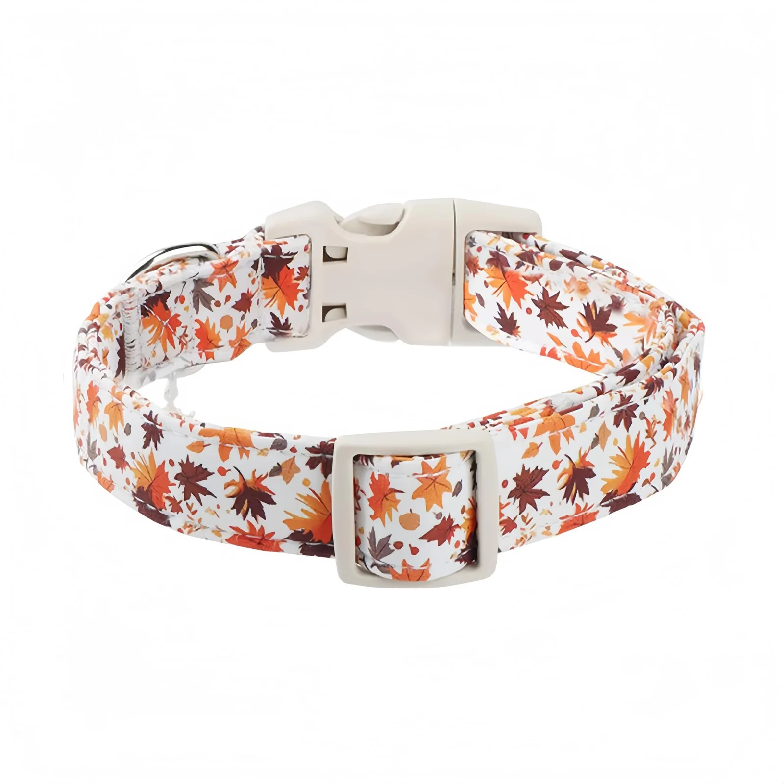 Adjustable Fall Dog Collar With Maple Leaf Charm - Durable Soft Fabric For Small… — image 7