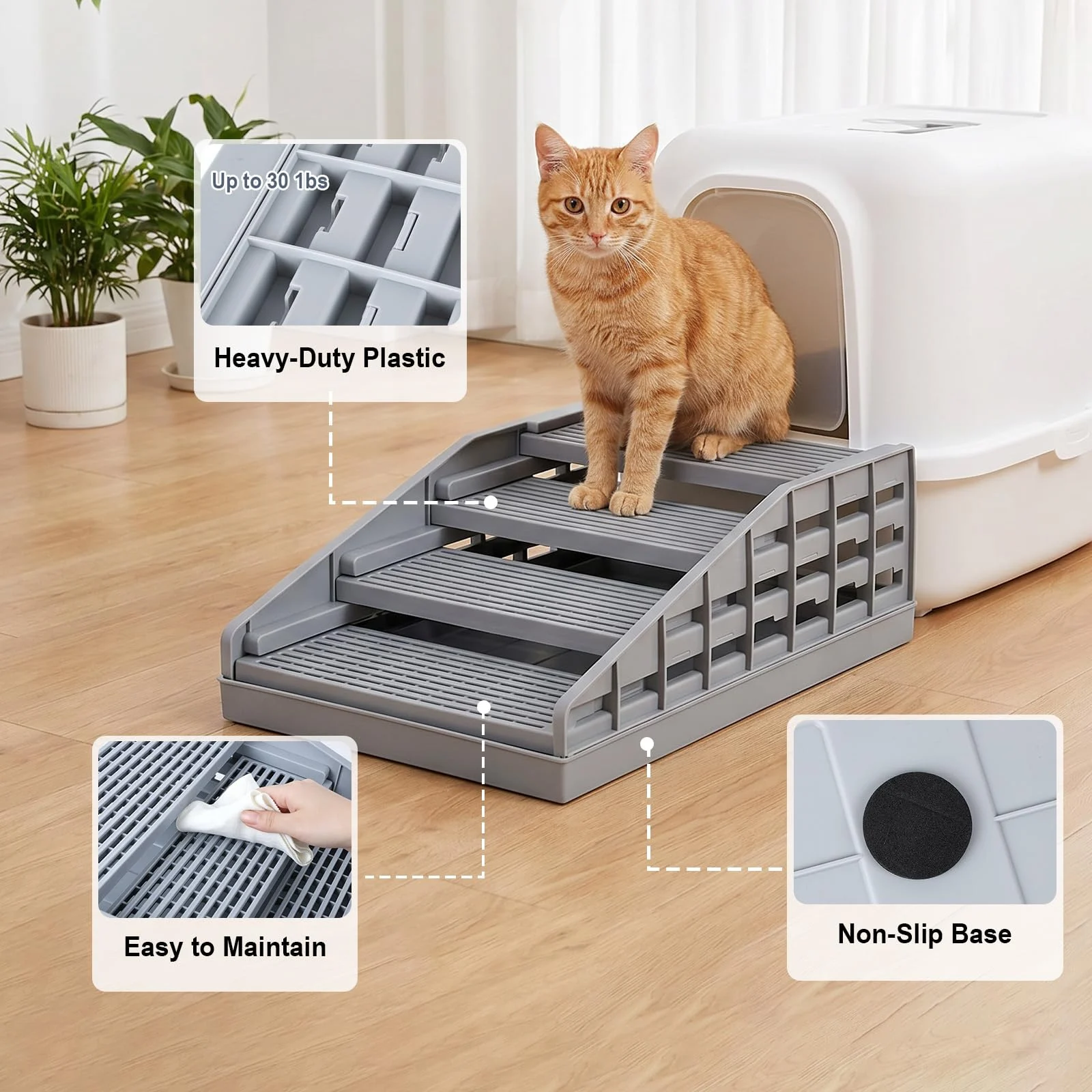 Adjustable Litter Box Ramp, Elevated Cat Ramp Stairs With Filter Function, Step For… — image 7