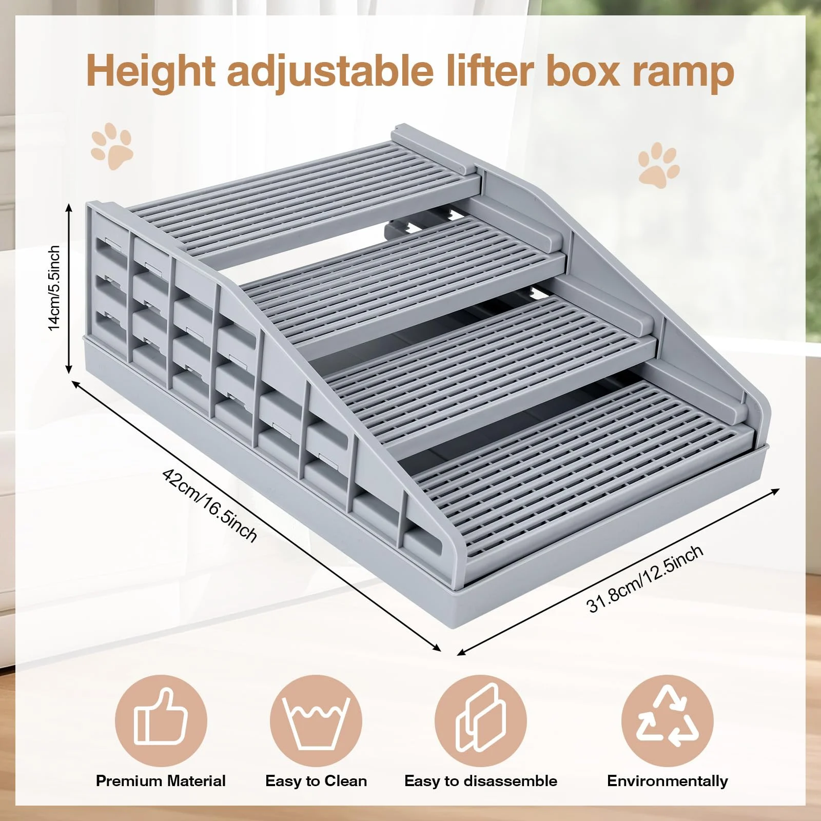 Adjustable Litter Box Ramp, Elevated Cat Ramp Stairs With Filter Function, Step For… — image 6