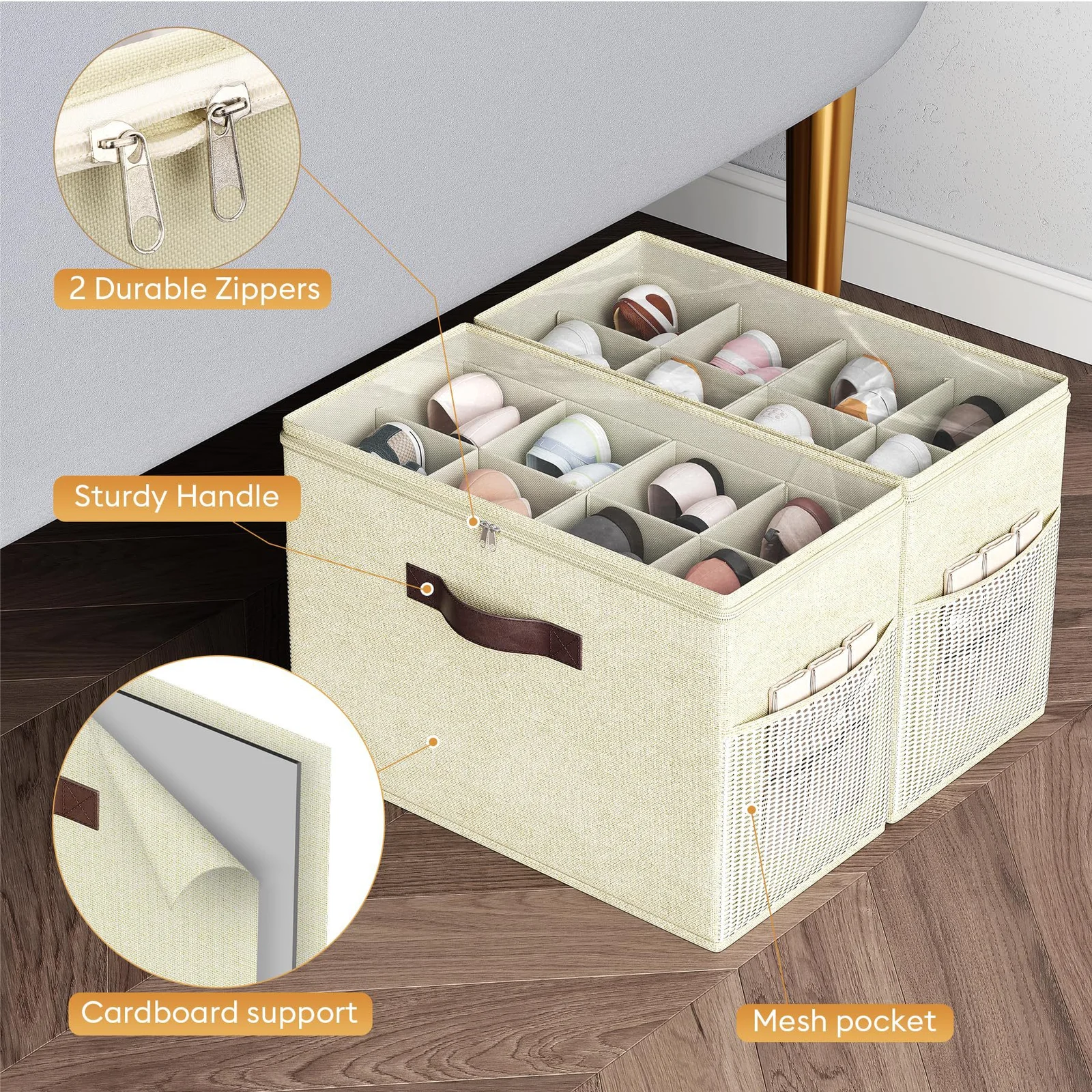 Adjustable Partition Shoe Storage Box - Clear Plastic Organizer Container For Closet… — image 3