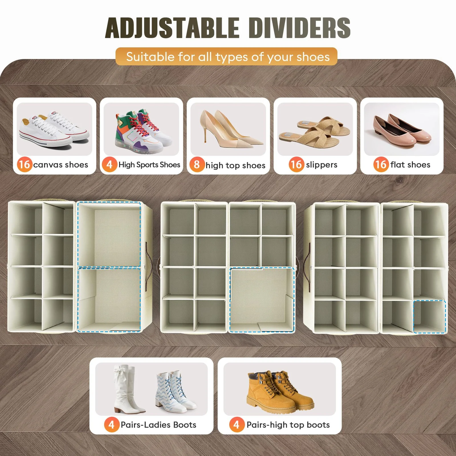 Adjustable Partition Shoe Storage Box - Clear Plastic Organizer Container For Closet… — image 5