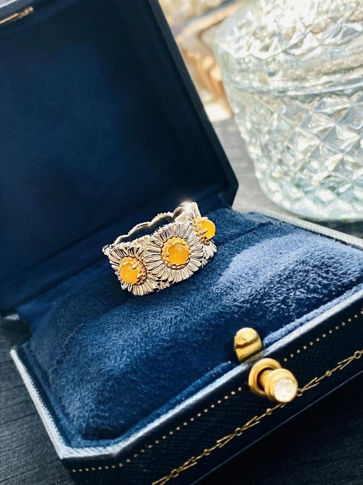 Agate Gardenia And Daisy Ring For Women — image 6