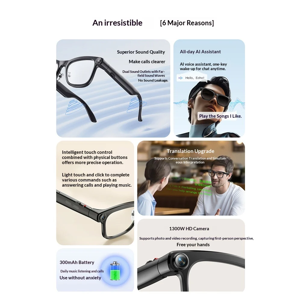 AI Smart Glasses, 1300 MP High Definition Camera, Anti Shake Shooting, Object… — image 6