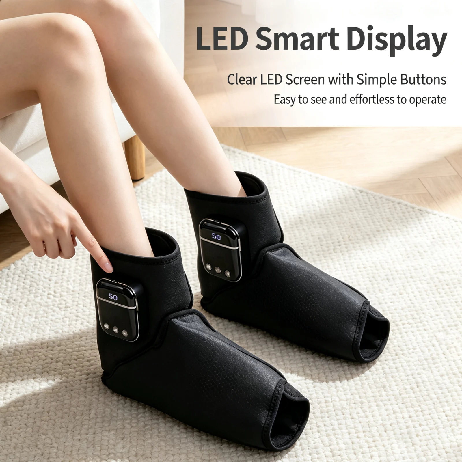 Air Compression Foot And Ankle Massager With Heat Function, Portable Cordless Design… — image 7