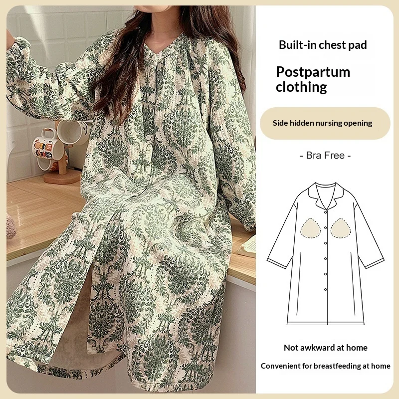 Air-cotton Quilted Nursing Dress With Built-in Breast Pads — image 7