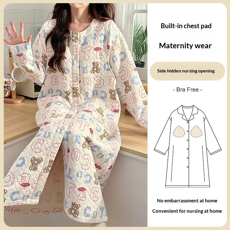 Air-cotton Quilted Nursing Dress With Built-in Breast Pads — image 6