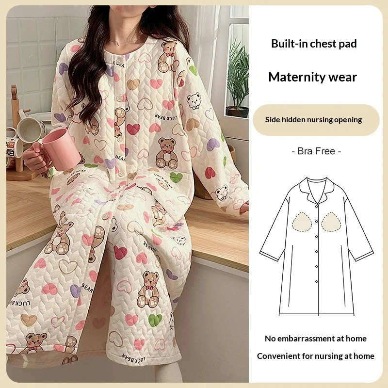 Air-cotton Quilted Nursing Dress With Built-in Breast Pads — image 9