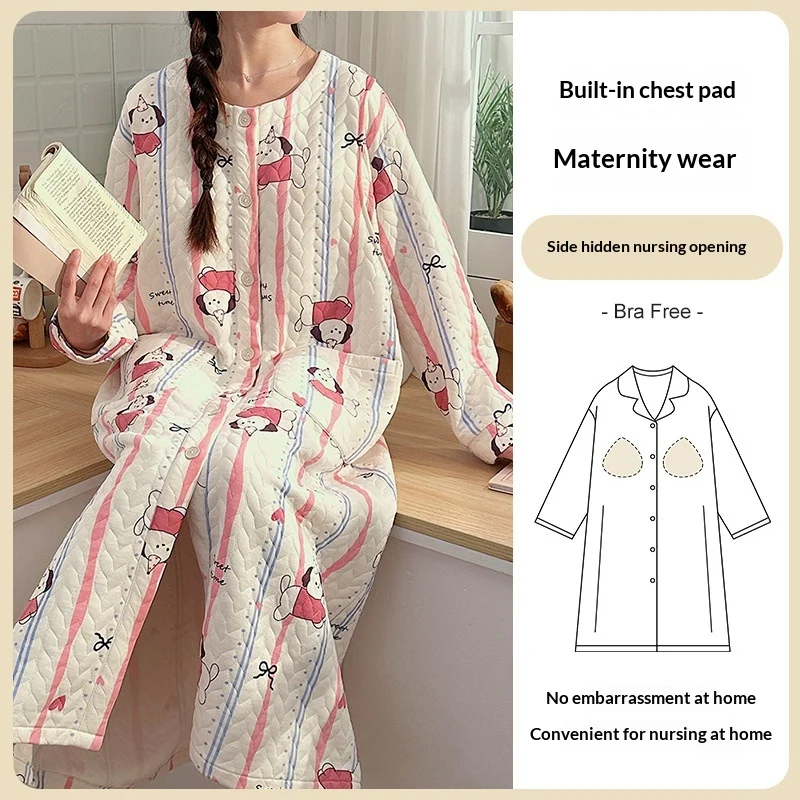 Air-cotton Quilted Nursing Dress With Built-in Breast Pads — image 8
