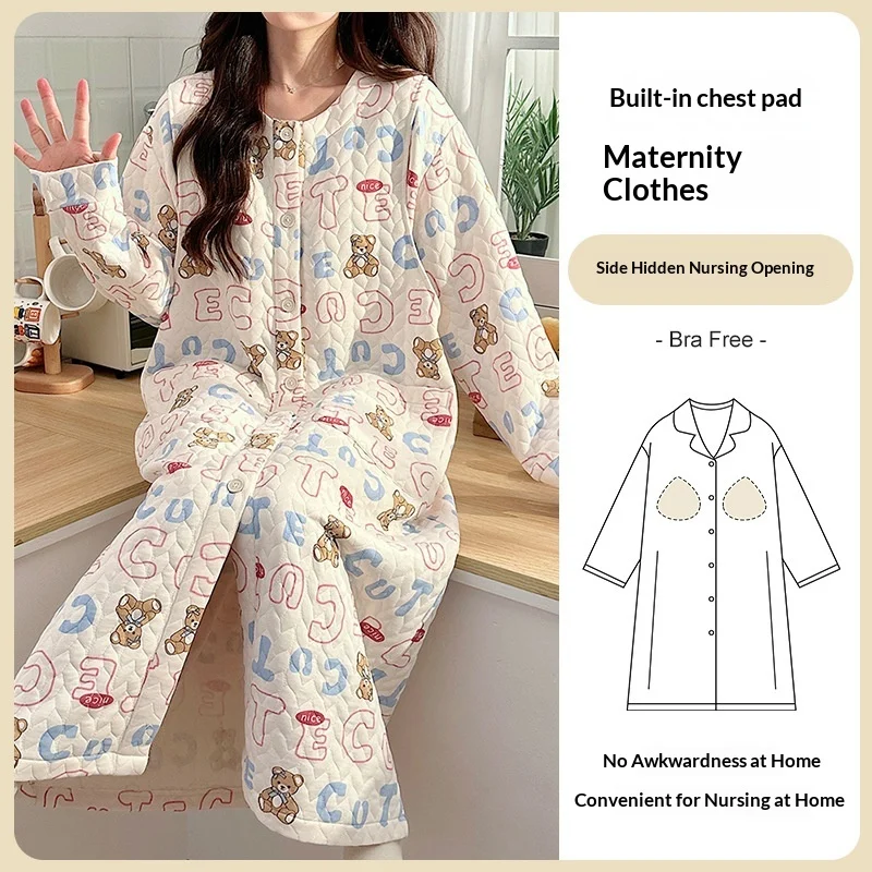 Air Cotton Sandwich Maternity Belt Chest Pad Breastfeeding Sweet Cute Sleeping Dress… — image 5