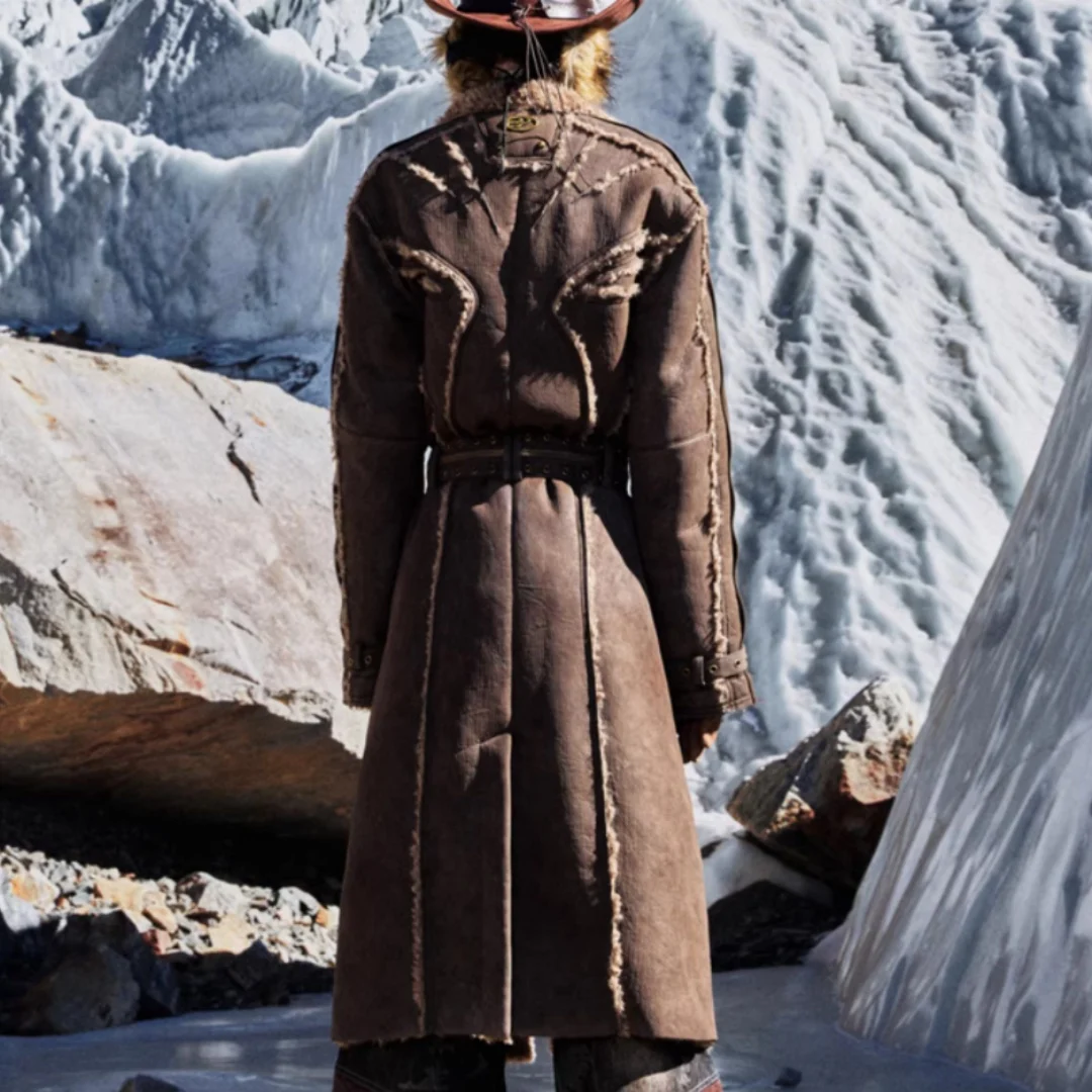 All-in-one Eco-friendly Suede Lambswool Long Coat — image 2