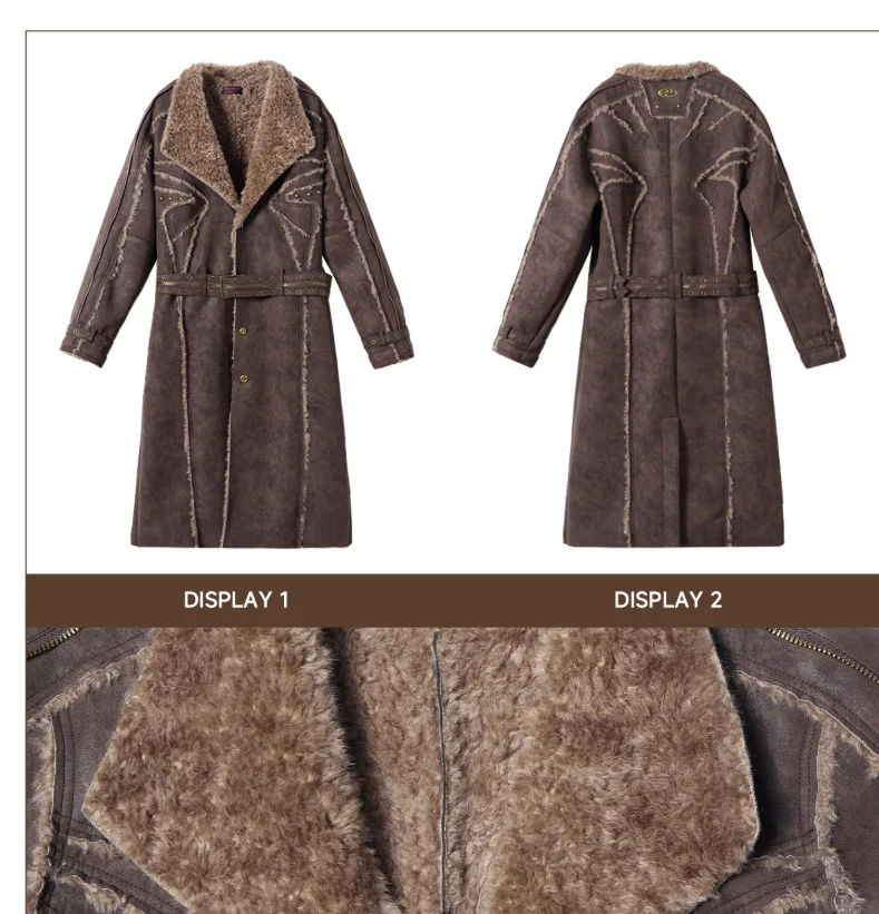 All-in-one Eco-friendly Suede Lambswool Long Coat — image 4