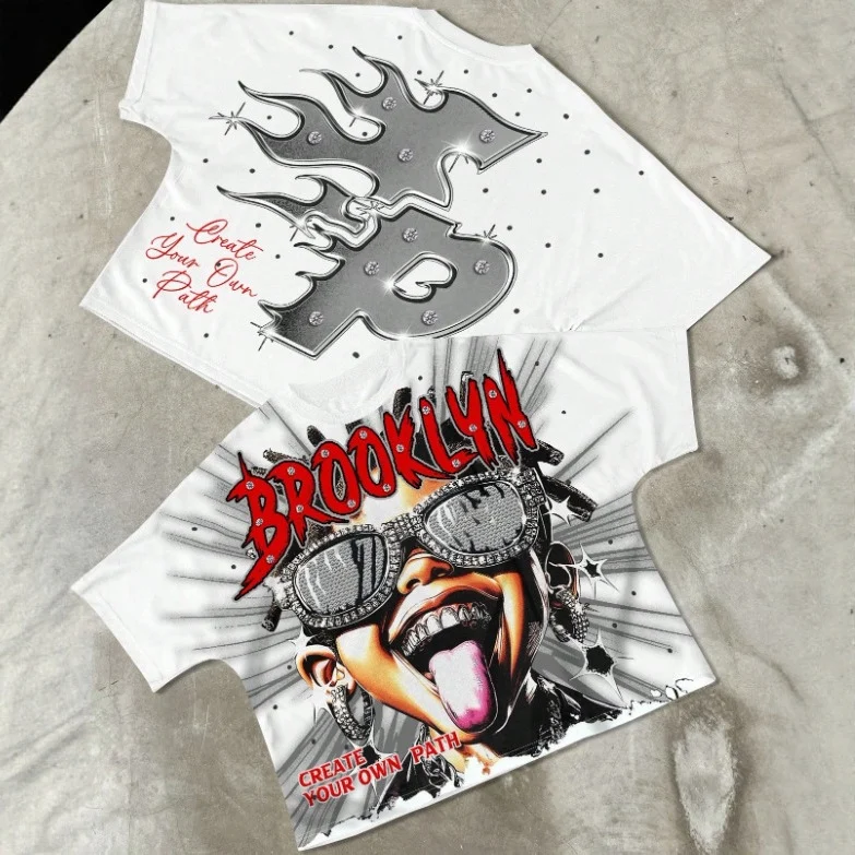American Street Style 3D Printed Short-sleeved T-shirt Men's Brand Hip-hop Loose Retro… — image 2