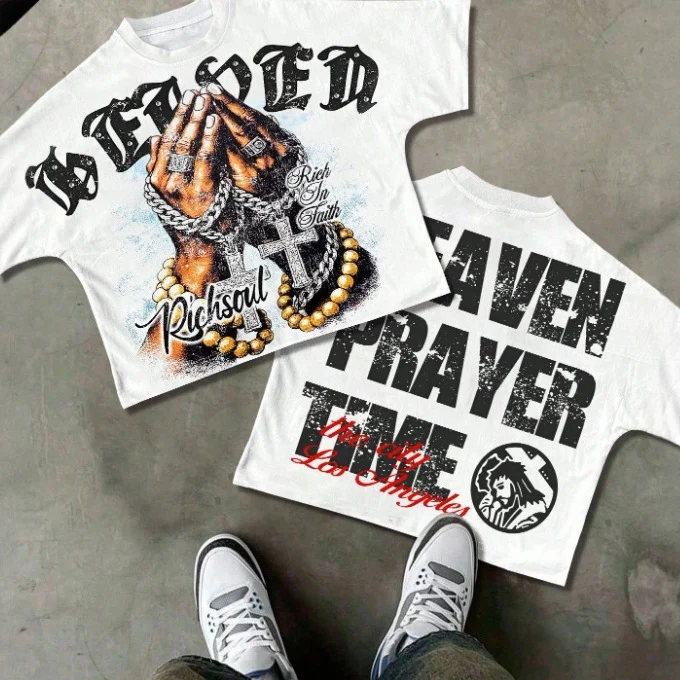 American Street Style 3D Printed Short-sleeved T-shirt Men's Brand Hip-hop Loose Retro… — image 4